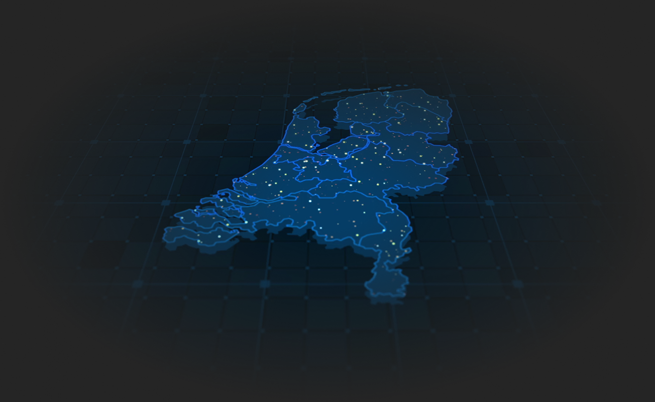Kaart van Nederland met populaire locaties in Amsterdam